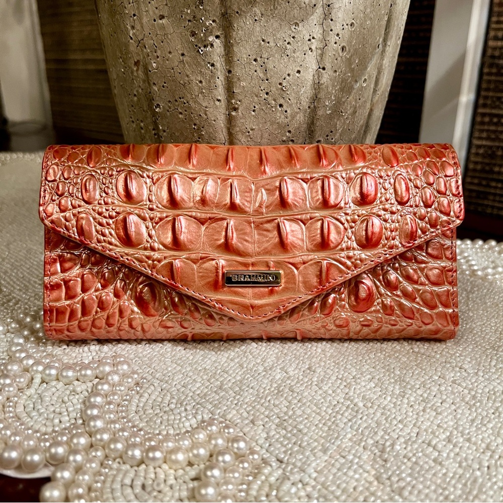 NWT Brahmin Leather Veronica Wallet, Bellini Melbourne, a Perfect Coral!